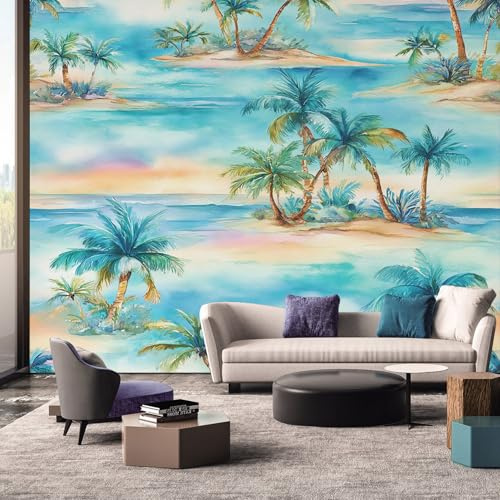 Palm Tree Wallpaper - Tropical Hawaiian Scenery Wall Mural - Wall Murals for Living Room Bedroom - Photo Wallpaper & Home Decor Art - 350 x 256 cm A-1191