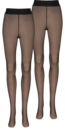 NUR DIE Damen 2er Pack Feinstrumpfhose Warm & Transparent Thermo Strumpfhose