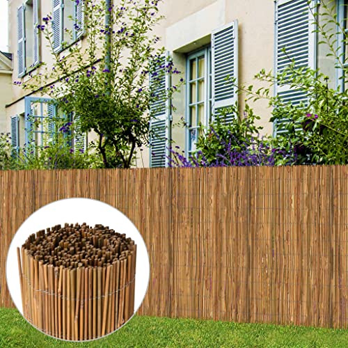 Clôture de jardin ronde en bambou naturel, 500 x 100 cm, délimitation de jardin flexible, idéale pour l'extérieur et charme tropical