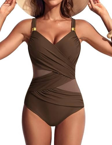 Hanna Nikole Maillot de Bain pour Femme - Maillot de Bain Push-up Sexy en Maille Transparente - Maillot de Bain Une pièce - Minceur - Col en V - Monokini