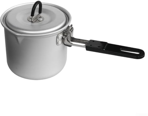 Besttoolifes Casserole de camping avec poignée pliable de 770 ml, batterie de cuisine en alliage d'aluminium pour feu de camp, pot à lait léger pour camping, randonnée, pique-nique, voyage