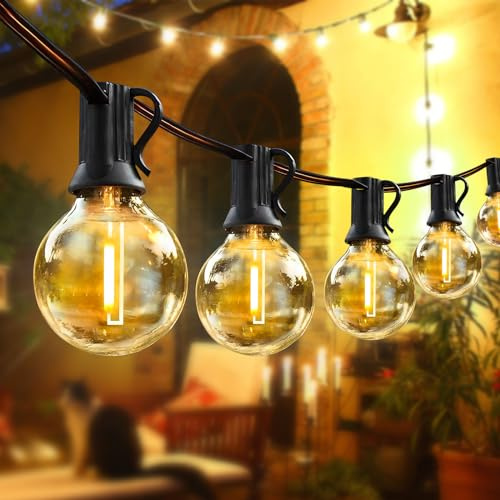 LED Lichterkette Außen 20M lichterkette Outdoor Strom mit 30+4 G40 Birnen IP65 Wasserdicht Lichterketten Außenbereich 2700k Warmweiß lichterkette für Innen und Außen Garten Deko partyzelt Hochzeiten