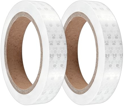 2PCS 20m x 2.5cm Cinta Reflectante Adhesiva Blanca, Impermeable y Alta Visibilidad, Cinta de Seguridad pour Vehículos, Camiones, Motocicletas, Bicicletas, Remolques y Campers