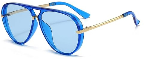 2026 Mode Sonnenbrille, Retro Großer Rahmen UV-Schutz Schattierungen für Männer Frauen Trendy Fluoreszierende Pilotenbrille