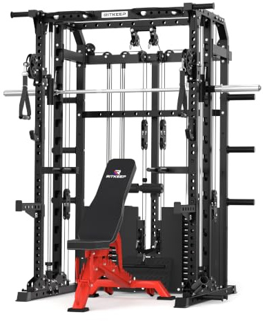 RitKeep Smith-Maschine mit 140 kg Gewichtsblöcken & Latzug für Home Gym