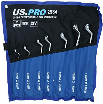 AB Tools Metric MM 35 Degree Offset Ring Spanner Wrench Set 6mm - 19mm 7pc