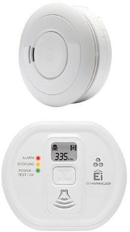 Ei Electronics Ei650 10-Jahres-Rauchwarnmelder, weiß, 1 Stück + Ei208D 10-Jahres-Kohlenmonoxidwarnmelder, weiß, 1 Stück