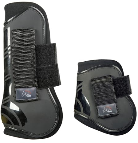 HKM Sports Equipment Springgamaschen und Streichkappen, 4er Set -Genua-, grassgrün/schwarz, Warmblut Gamasche-9199