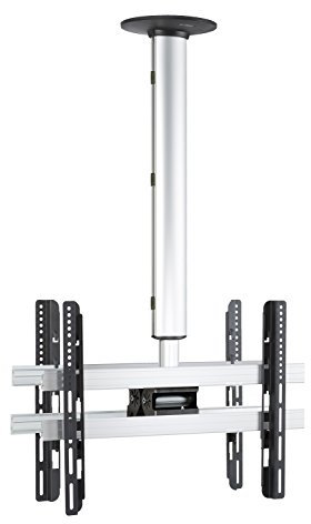 Universal TV Deckenhalterung für 2x TVs | 42-65 Zoll bis 60 kg | bis VESA bis 600x400 | höhverstelbar 74-130 cm | TV Halterung 360 Grad schwenkbar drehbar und 15 Grad neigbar | Fernseher Halter – CM4