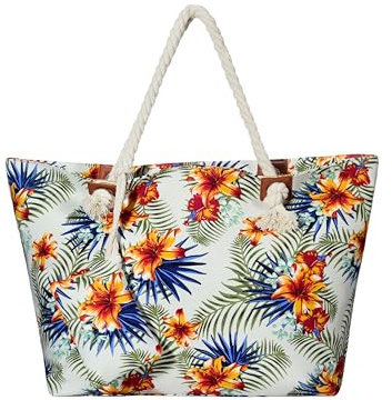 DonDon Borsa da spiaggia grande con chiusura zip 58 x 38 x 18 cm Shopper stile marinaro yacht style