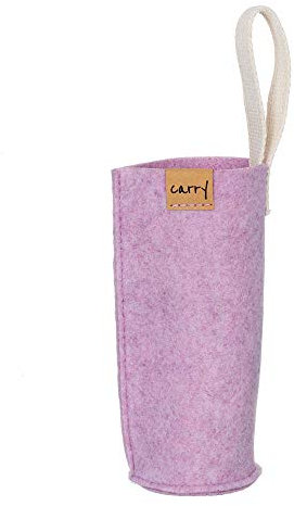 Carry Sleeve Schutzhülle für Glasflasche 0,7l | Hergestellt aus reycelten PET-Flaschen | Waschbar | Mit praktischer Trageschlaufe | Handgenäht in Deutschland | Vegan (Magnolie)