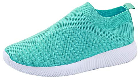 Schuhe Frauen Outdoor Mesh Casual Slip On Bequeme Sohlen Laufen Sportschuhe (41,Grün)