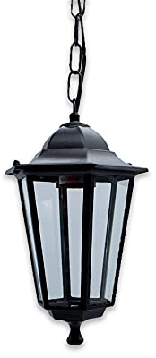 PRENDELUZ Lanterna pensile per esterni, classica a 6 lati, gancio con catena, E-27, 230 V