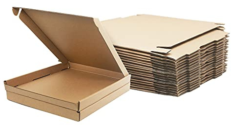 Korrugerade kartonglådor, 20 x 20 x 2 cm Royal Mail stora brevlådor för postning, bruna brevlådor för företag, förvaring, krans eller gåva (25 delar)