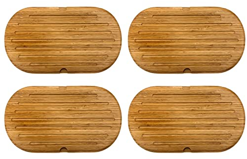 4 x brödskärbräda med smulor av bambu 37 x 21 cm skärbräda köksbräda trä skärbräda serveringsbräda brädor