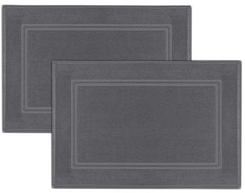 Tens Towels Pack of 2 Bath Mats 100% Cotton, 20 x 32 Inches, Super Absorbent, Hotel Quality Premium Floor Towels, Luxurious, Soft & Quick Dry, Not a Bathroom Rug, Dark Grey