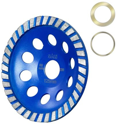 SALI Meule Diamantée de Qualité Supérieure 125 x 22,2 mm Disque Abrasif Universel de 10 mm Turbo Meule Boisseaux Pour Béton, Pierre Naturelle, Colle à Carrelage, Granit