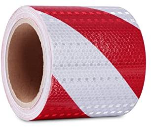 XFXIA Reflektierendes Klebeband Rot & Weiß 10 cm x 10 m wasserdicht reflektierendes Klebeband selbstklebendes Warnband Sicherheitsband prägnantes Warnband für Fahrzeuge Autos Anhänger Outdoor