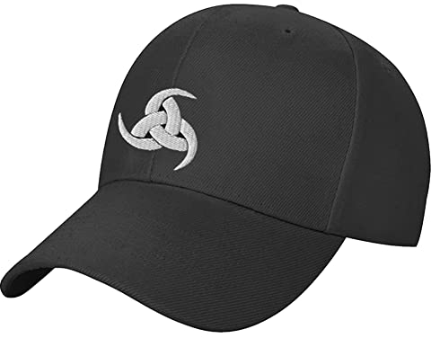 WDBAYXH Celtic Knot Baseballkappe Viking Bestickte Hut Herren Frauen Trucker Hut, Baumwolle Verstellbar Golf Sport Laufen Outdoor Cap, Schwarz Retro Freizeit Paar Hut Sonnenmütze,Horn of Odin