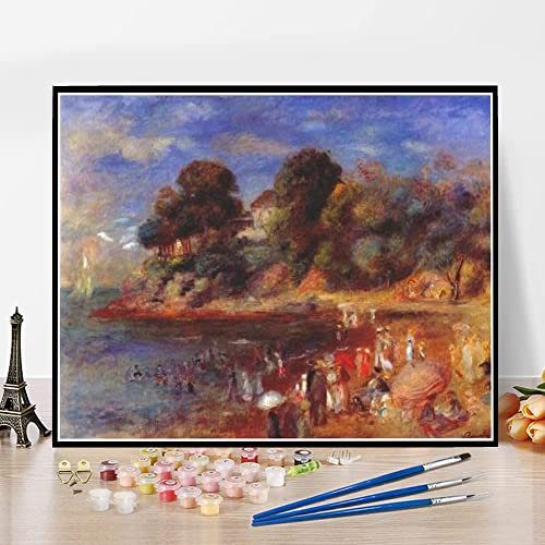 Zahlenmalerei für Erwachsene Der Strand bei Pornic 1892 Gemälde von Auguste Renoir DIY Ölgemälde Malen nach Zahlen Kits