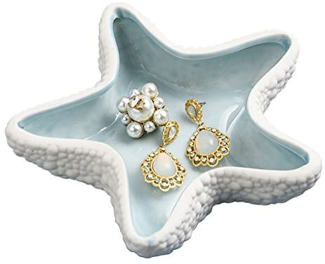 Muschel-/Seestern-/Muscheltablett aus Keramik, Blaue Kreative Aufbewahrungsschale, Schmuckhalter, Schmucktablett Im Ozean-Stil, Geschirrhalter, Ohrringe, Süßigkeiten-Aufbewahrungshalter für(Typ D)
