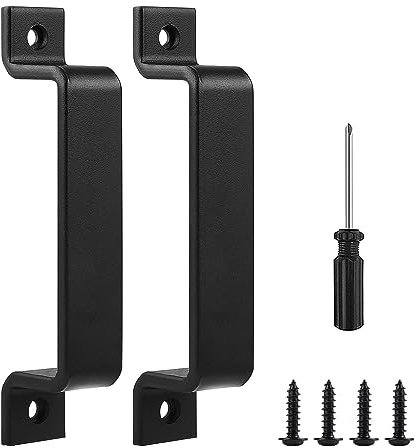 DBREAKS Maniglia per porta, maniglia per porta a stalla, maniglia per porta in metallo nero, Maniglia Porta del Fienile, per mobili per porte scorrevoli, cassetti, armadi e guardaroba, 2 pezzi