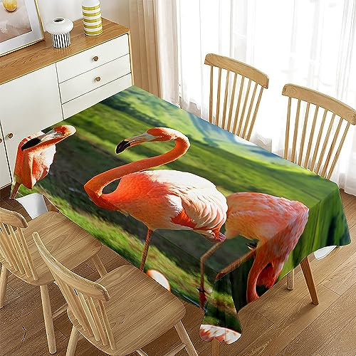 Odot Polyester Tischtuch Pflegeleicht Rechteckige 3D Flamingo Muster Tischdecke Abwaschbar für Desktop Dekorative Tuch Hotel Bankett Party Garten (150x260cm,Stil 5)