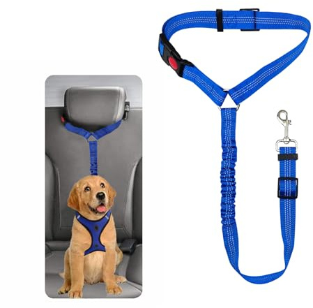 Sicherheitsgeschirr Hund - Anschnallgurt Hund Auto für Kleine Hunde Mittelgroße Hunde Welpen Zubehör (Blau)