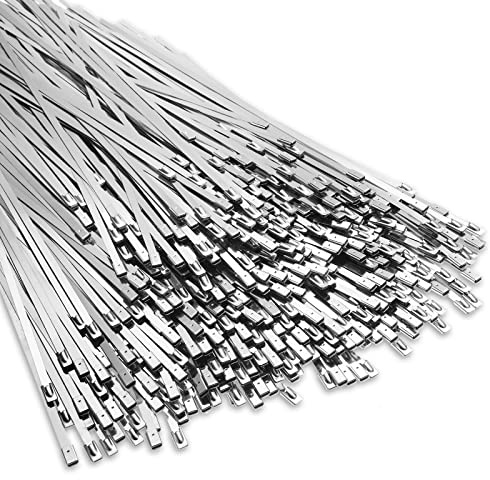 500 fascette in metallo in acciaio inossidabile 304, resistenti, autobloccanti, resistenti alla trazione, adatte per avvolgimenti di scarico, recinzioni, officine all'aperto e baldacchino (35 cm)