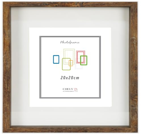 CHELY INTERMARKET MOD3503 Marco Profundidad Madera Haya 20x20cm Interior 15x15cm Vidrio Paspartú Decorativo Cuadro Objetos Recuerdo Decoración Moderna Estilo Elegante 1 Unidad Marrón