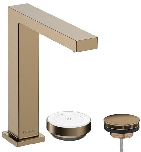 hansgrohe Tecturis E - 2-Hole Bathroom tap with Waste Set, Energy-Saving (CoolStart), Bathroom Sink tap with spout Height 150 mm, Basin Mixer tap Water-Saving (EcoSmart+), Brushed Bronze, 73053140
