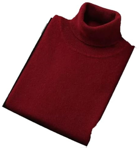 Vogrtcc Maglione da Uomo in Cashmere A Collo Alto, Pullover in Maglia A Collo Alto Tinta Unita