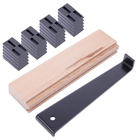 Estika Laminat Verlegeset, 1x Schlagklotz, 1x Zugstange aus Stahl, 20x Montagekeile, Verlegeset für Laminat, Laminatboden Kit, Laminat Werkzeug, Vinyl Verlegest, Laminatboden Klicksystem