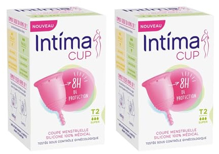 2x Intima Cup Menstruationstasse Größe Super T2 Riesiger Fluss 8 Stunden Schutz