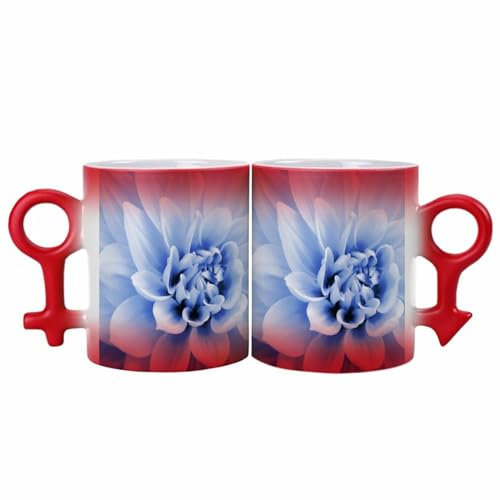 ducanll Weiße Dahlie-Blumen-Tassen, 2er-Set, Kaffeetassen mit Griff, Geschenke für Schwiegermutter, einzigartige Geschenke für Frauen, Hochzeitsgeschenke, Verlobungsgeschenk