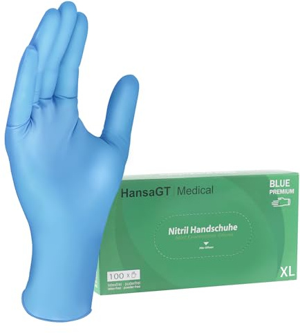 Einweghandschuhe Blau XL 100 Stück Nitrilhandschuhe puderfrei, Handschuhe Einweg latexfrei, strapazierfähige reißfeste Gummihandschuhe, Einweghandschuhe für Kochen, Reinigen, Tattoo & Nagelpflege