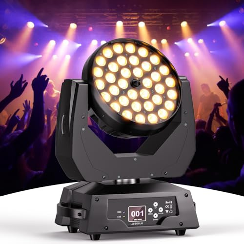 Moving Head LED DJ Lichter 36x10W RGBW Disco Licht 4IN1 Zoom Beam Wash Effekt dmx512 Bühnenbeleuchtung für Weihnachten, Partys, Club, Konzert, Hochzeit, Disco Events Inventar in Deutschland