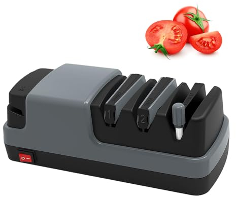 Aiguiseur Couteaux Electriques 4 en 1 Eguiseur De Couteau Professionnel Avec Des Abrasifs 100% Diamantés Et Des Guides D'angle De Précision. Aiguiseur De Couteau,Gray