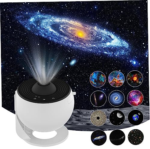Veemoon Proyector De Luz Nocturna y Estrellas 360° Con Base Desmontable, Rotación Ajustable, Incluye 12 Discos De Película, Para Dormitorio y Ambiente Romántico, Luz Decorativa Nocturna