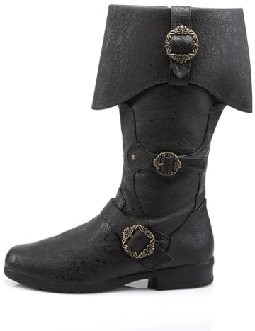 Cachorro Medieval Viking PU Leather Boots, Vintage Pirate Renaissance Shoes For Daily Wear, Cosplay Costumes Accessories, Outdoor Motorcycle Clothing,Black,48