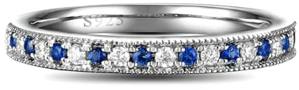 BCughia Verlobungsringe Damen Silber, Damenring 925 Silber Rund Form Blau Zirkonia Ring Größe 63 (20.1)