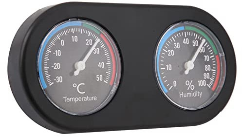 Reptile Thermometer and Humidity Gauge, Reptile Tank Thermometer Mini Analog Temperature Humidity Meter Round Shape Thermometer Hygrometer for Reptile Tank