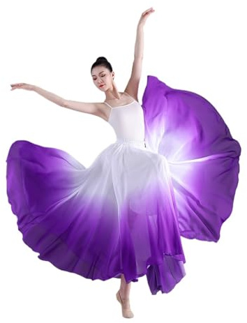Chiffon Tanzkleid Klassische Tanzröcke for Damen, Übungskostüm, 720-Grad-Farbverlauf, Gaze, Chiffon, elegantes Performance-Halbkleid im klassischen Stil Damen Tanzkleid Aus Chiffon(Purple,90cm (720 De