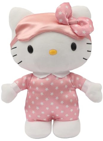 Hello Kitty HKT10000 Leuchtendes Plüschtier, 35 cm mit Licht, weiche und angenehme Komposition, mit süßem Pyjama, sensorisches Spielzeug für Kinder, berühmt (HKT10000)