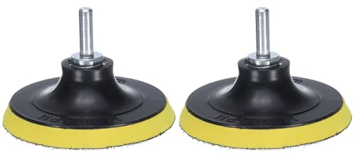 sourcing map 4 Inch Hook and Loop Sanding Disc Pads M14 Shank PP Drill Sanding Attachment, Sand Paper for Power Tools - Yellow + Black 1 Set 2pcs