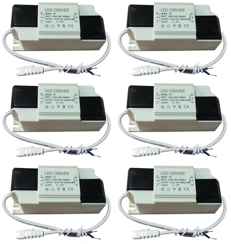 FSLiving Trasformatore LED 7 W, trasformatore LED da 230 V a 24 – 42 VDC, alimentatore per strisce luminose LED, faretti LED, confezione da 6