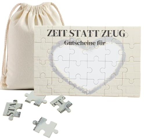 NEODTX Gutschein Puzzle 24 Teile, Wunschgutschein Geburtstagskarte Freundin Personalisiert, Mit Baumwoll-Säckchen, Zum Selber Ausfüllen, Weihnachten Geburtstagsgeschenk