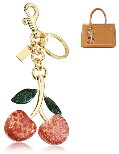 TELAIN Schlüsselanhänger Gold, Kirsch-Design Als Taschenanhänger Und Accessoire, Einzigartiges Geschenk Für Damen, Ideales Accessoire Für Autoschlüssel Und Handtaschen