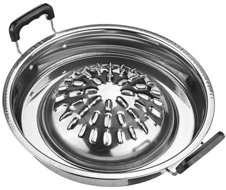 WBRSybUK Poêle À Barbecue De Style Thaïlandais, Plaque De Cuisson Antiadhésive sans Fumée, Ustensiles De Cuisine en Aluminium pour Grillades en Plein Air Et Camping,30cm