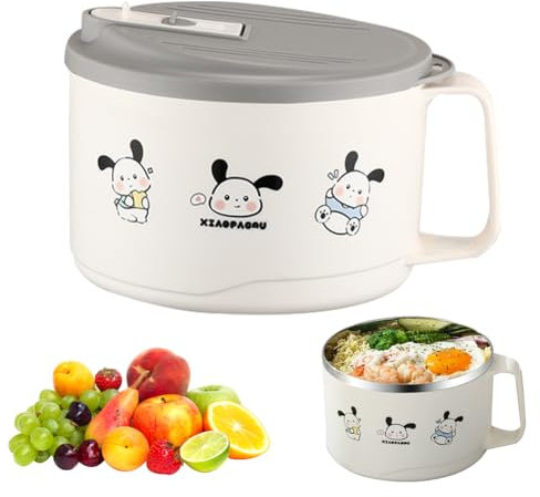 Bol à ramen Umllpet en acier inoxydable de 1100 ml - Bol à nouilles instantanées - Bol à soupe - Bol à ramen avec couvercle